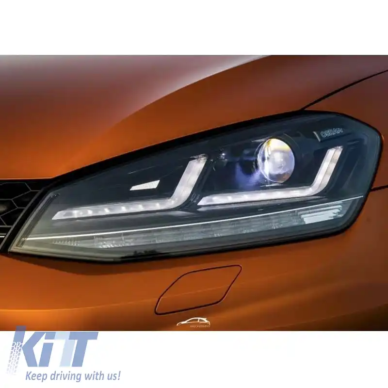 Set de faruri potrivit pentru VW Golf VII (7) 12-17 DRL Full Led Versiune Halogen Negru/Chrome LEDHL103-CM Osram Ledriving-image-6289920