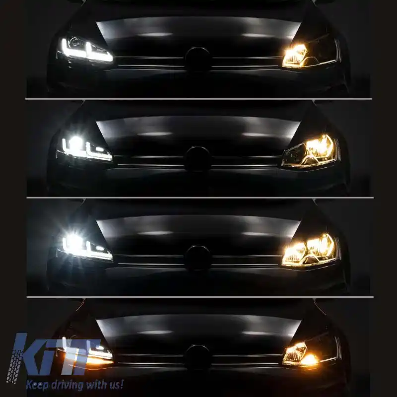Set de faruri potrivit pentru VW Golf VII (7) 12-17 DRL Full Led Versiune Halogen Negru/Chrome LEDHL103-CM Osram Ledriving-image-6289923