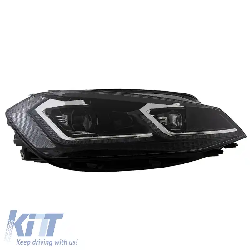 Set de faruri potrivit pentru VW Golf VII (7) 12-17 Look 7.5 GTI Black/Silver Line H7 cu Motor Carner-image-6289951