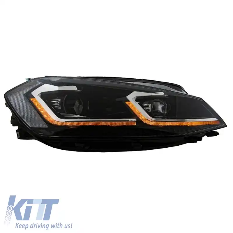 Set de faruri potrivit pentru VW Golf VII (7) 12-17 Look 7.5 GTI Black/Silver Line H7 cu Motor Carner-image-6289956