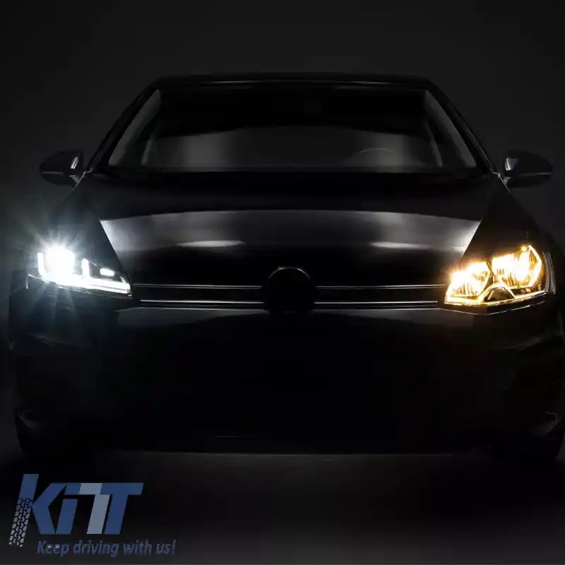 Set de faruri potrivit pentru VW Golf VII (7) 12-17 DRL Full LED Versiune Halogen Negru/Chrome LEDHL103-CM RHD Conducere pe Dreapta Osram Ledriving-image-6319484