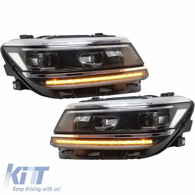 Set de faruri potrivit pentru VW Tiguan II mk2 16+ DRL Led Matrix & Led Signal Dynamic R-Line Look H7/H7 cu Motor Carner-image-6290009