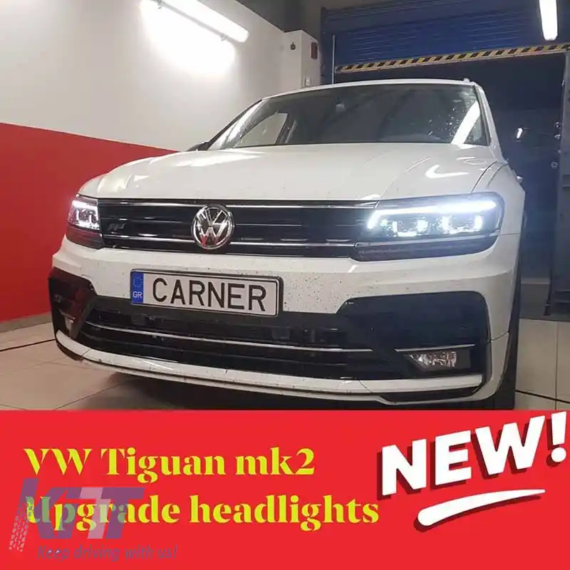 Set de faruri potrivit pentru VW Tiguan II mk2 16+ DRL Led Matrix & Led Signal Dynamic R-Line Look H7/H7 cu Motor Carner-image-6290013