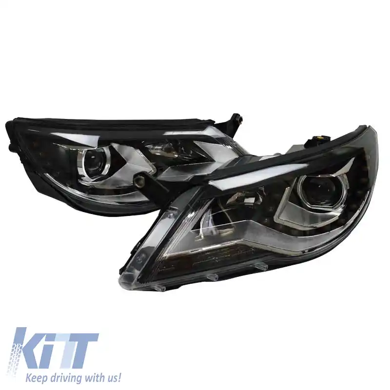 Set de faruri potrivit pentru VW Tiguan mk1 07-11 DRL Negru H7/H7 cu Motor Carner-image-6290055