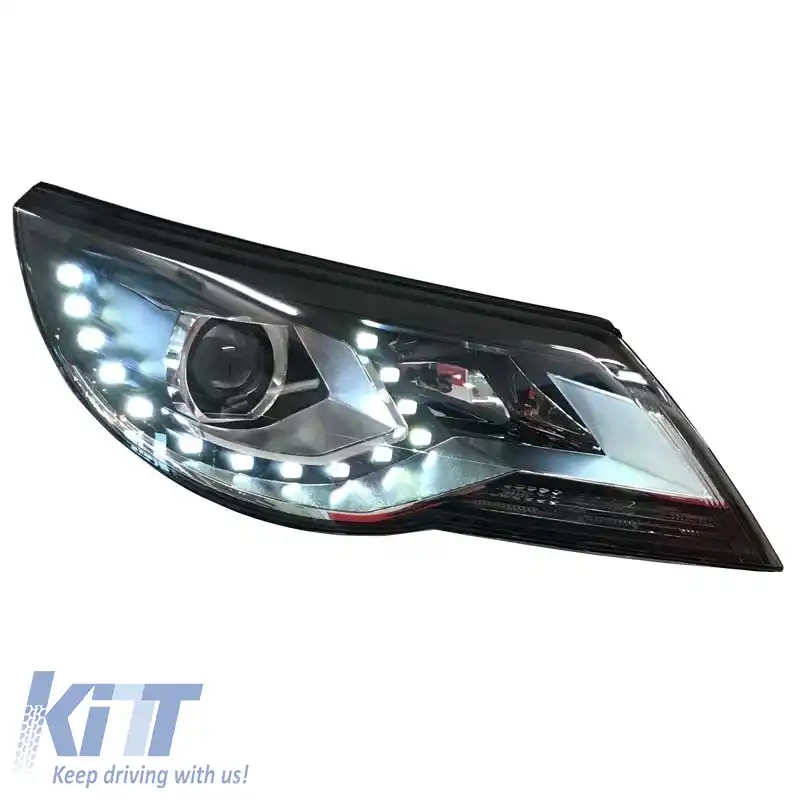 Set de faruri potrivit pentru VW Tiguan mk1 07-11 DRL Negru H7/H7 cu Motor Carner-image-6290062