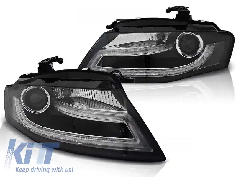Set de faruri tuning cu lumini DRL reale, potrivit pentru Audi A4 B8 04.2008-2011 sedan/combinate, stânga și dreapta