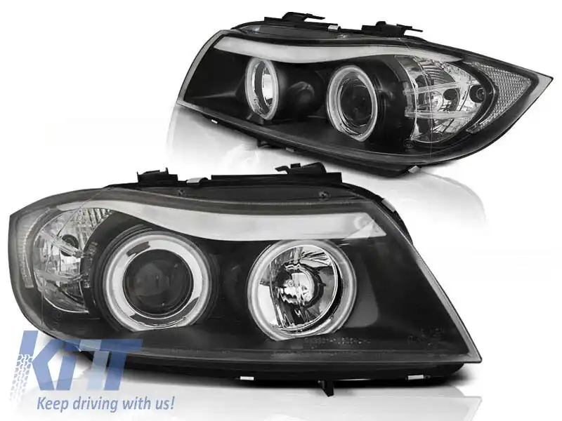 image-15-Set de faruri tuning cu ochi de înger CCFL, potrivit pentru BMW 3 E90/E91 03.2005-08.2008, stânga și dreapta