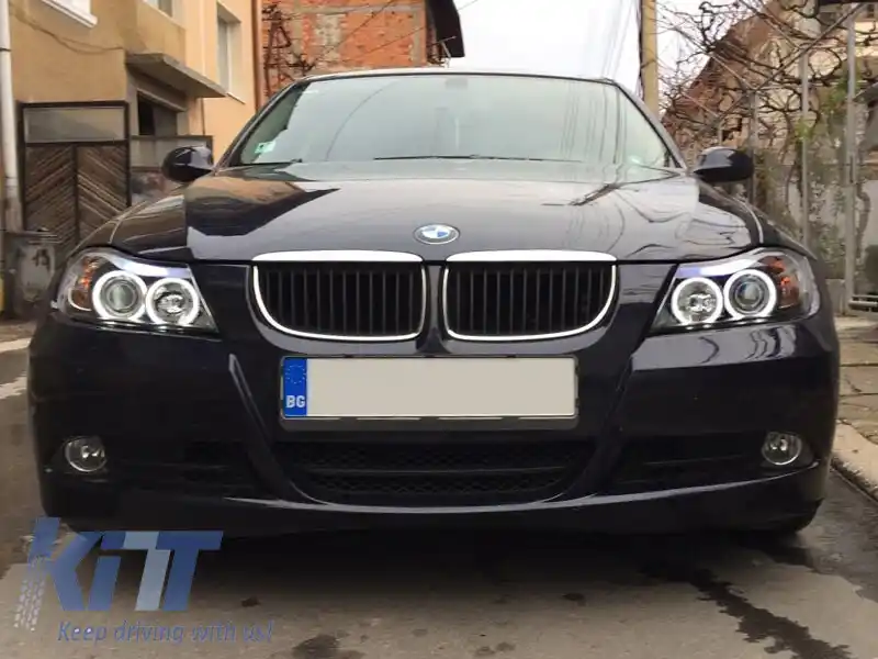 Set de faruri tuning cu ochi de înger CCFL, potrivit pentru BMW 3 E90/E91 03.2005-08.2008, stânga și dreapta-image-6152518