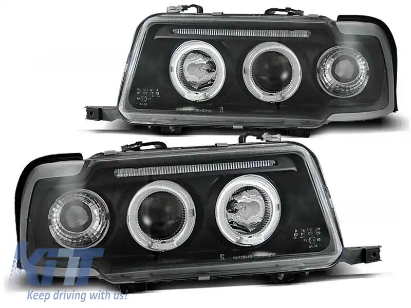 Set de faruri tuning cu ochi de înger halogen potrivit pentru Audi 80 B4 09.1991-04.1996, stânga și dreapta