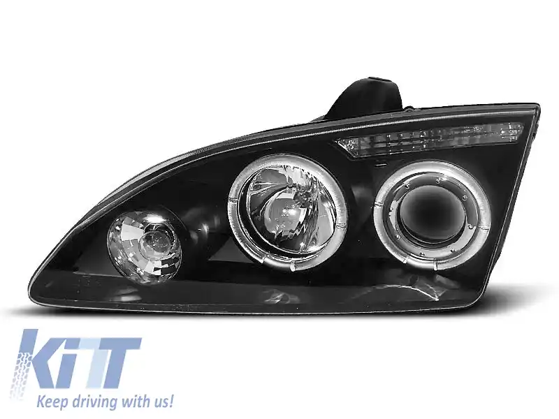 Set de faruri tuning cu ochi de înger halogen potrivit pentru Ford FOCUS MK2 09.2004-01.2008, stânga și dreapta