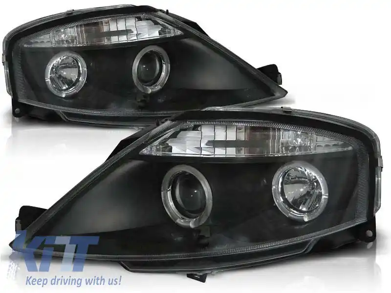 Set de faruri tuning cu ochi de înger halogen potrivit pentru Citroen C3 03.2002-2009, stânga și dreapta