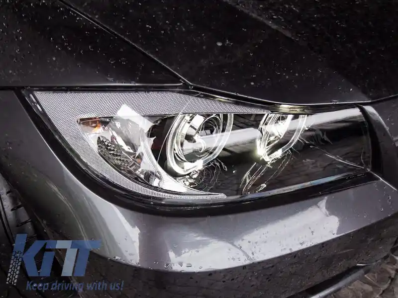 Set de faruri tuning cu ochi de înger LED, potrivit pentru BMW 3 E90/E91 03.2005-08.2008, stânga și dreapta-image-6152480
