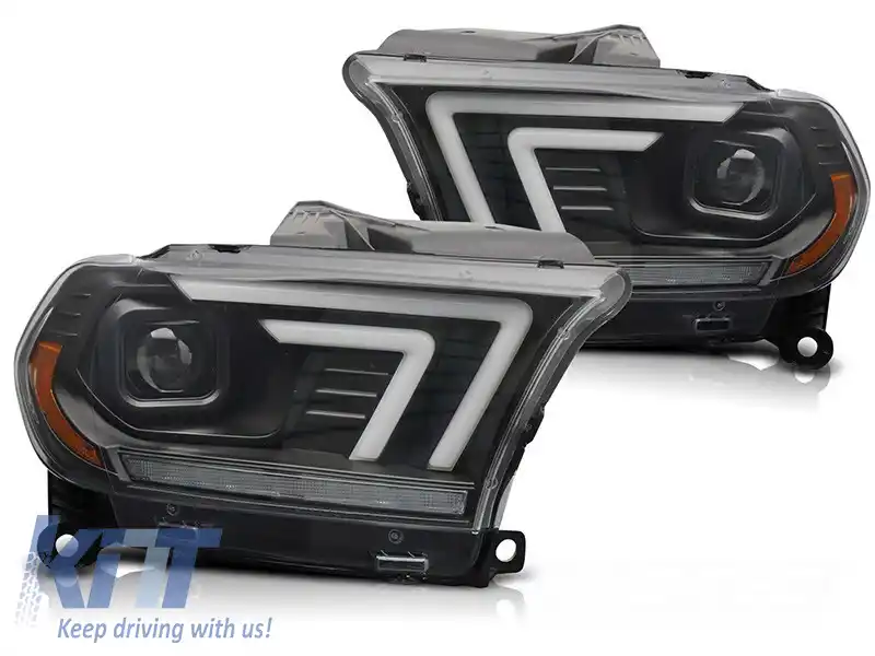 Set de faruri tuning cu semnalizatoare dinamice potrivit pentru Dodge Durango 2010-2013 cu bază neagră