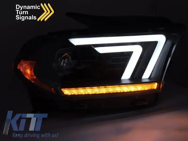 Set de faruri tuning cu semnalizatoare dinamice potrivit pentru Dodge Durango 2010-2013 cu bază neagră-image-6238379