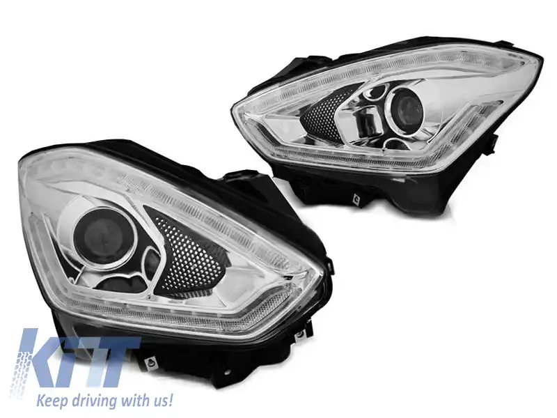 Set de faruri tuning potrivit pentru Suzuki Swift după 2017 cu bază cromată, stânga și dreapta