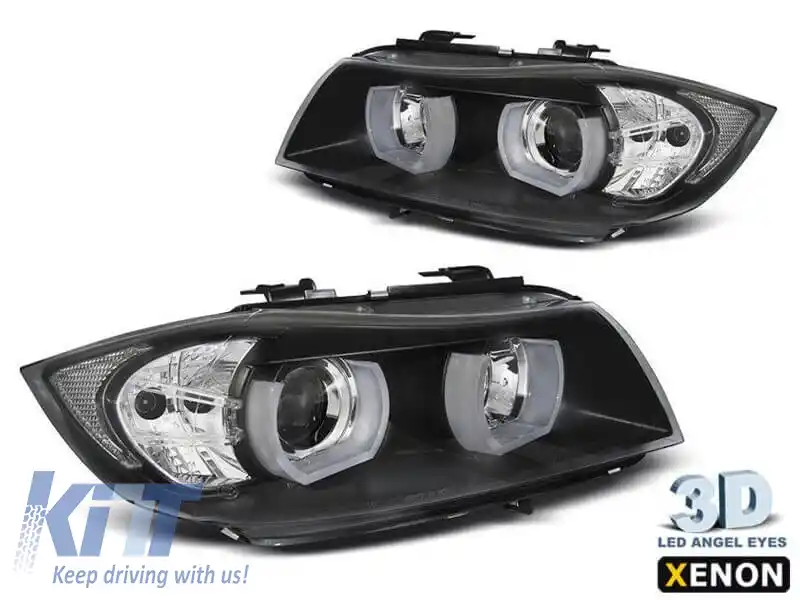 image-22-Set de faruri xenon potrivit pentru BMW Seria 3 E90, E91 2005-2008 cu bază neagră, stânga și dreapta