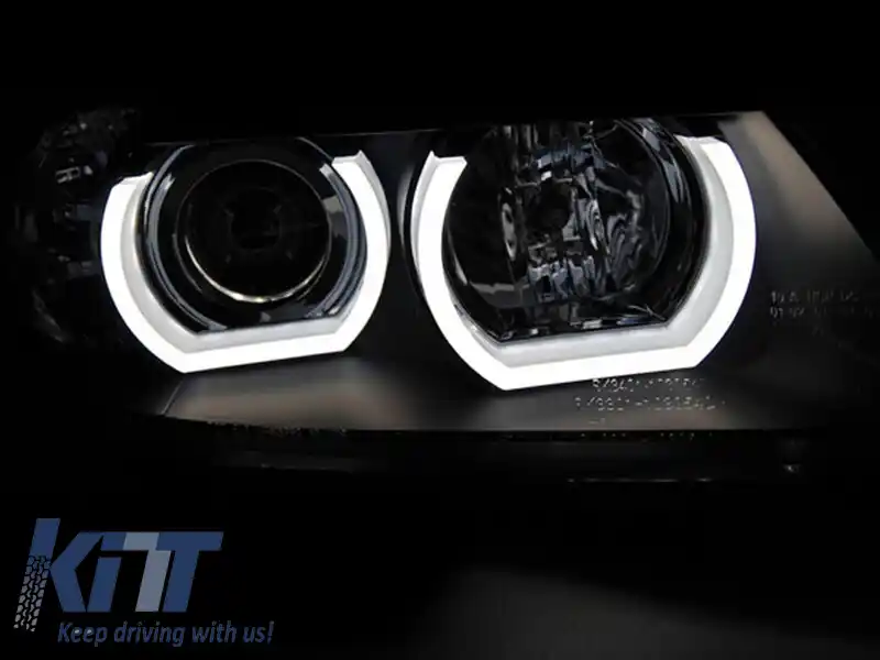 Set de faruri xenon potrivit pentru BMW Seria 3 E90, E91 2005-2008 cu bază neagră, stânga și dreapta-image-6152540