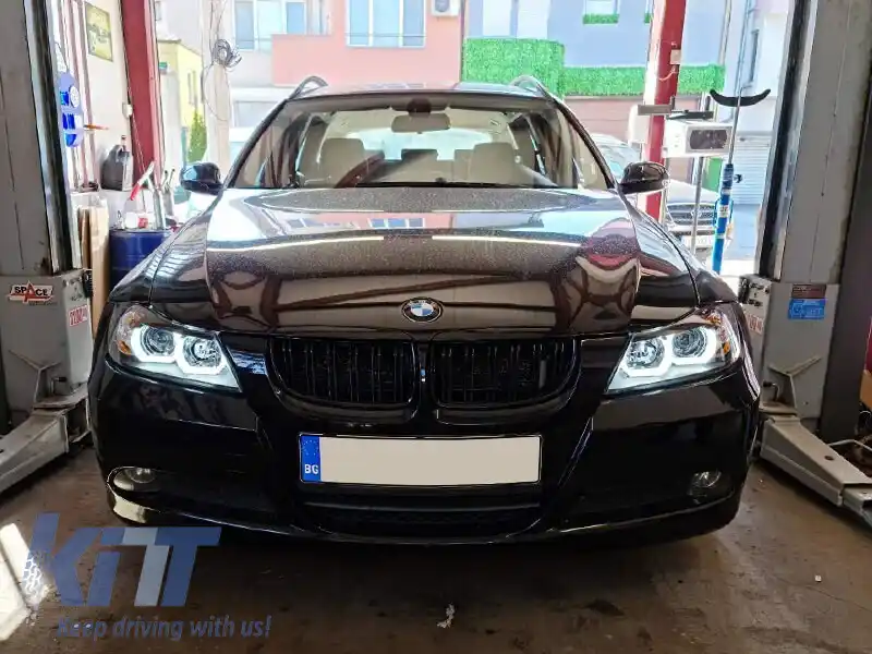Set de faruri xenon potrivit pentru BMW Seria 3 E90, E91 2005-2008 cu bază neagră, stânga și dreapta-image-6152543