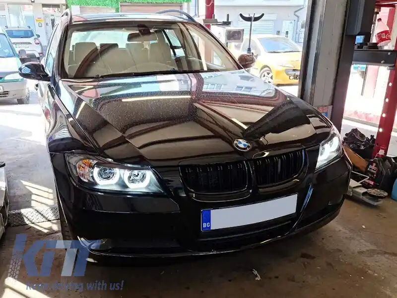 Set de faruri xenon potrivit pentru BMW Seria 3 E90, E91 2005-2008 cu bază neagră, stânga și dreapta-image-6152544