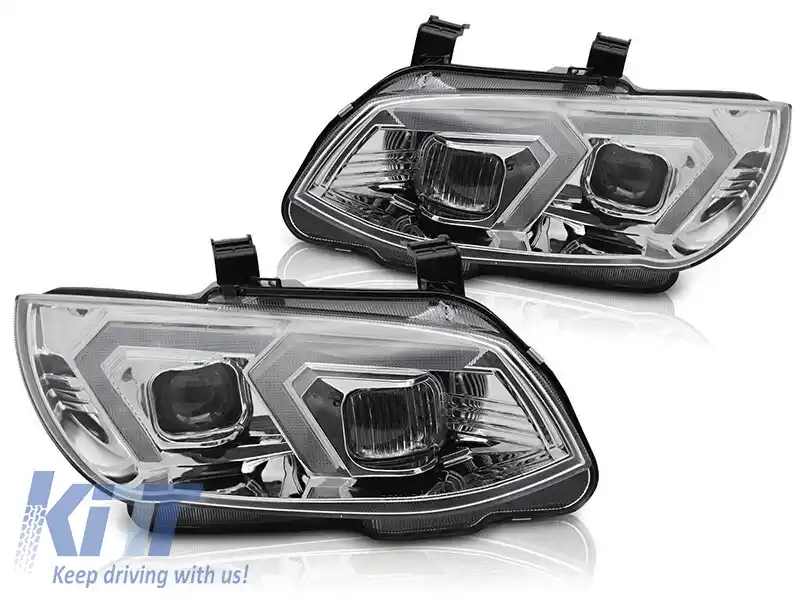 Set de faruri xenon potrivit pentru BMW Seria 3 E92 coupe, E93 cabrio 2010-2013 cu bază cromată, pentru modelul cu lumini DRL din fabrică, fără AFS, stânga și dreapta