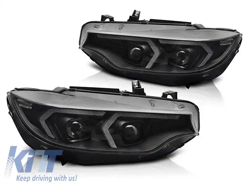 Set de faruri xenon potrivit pentru BMW Seria 4 F32 coupe, F33 cabrio 2013-2017 cu bază neagră, pentru modelul cu lumini DRL din fabrică, fără AFS, stânga și dreapta