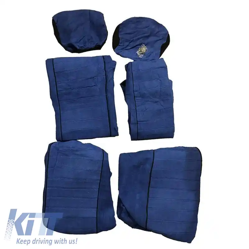 Set de huse pentru scaune față-spate prosoape 100% Albastru/Negru 6 Pcs-image-6311067