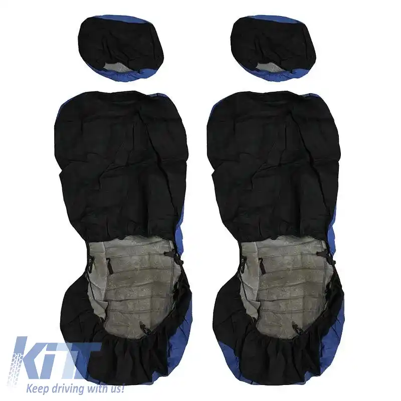 Set de huse pentru scaune Față-Spate Prosoape 100% Albastru/Negru 6 Piese-image-6311916