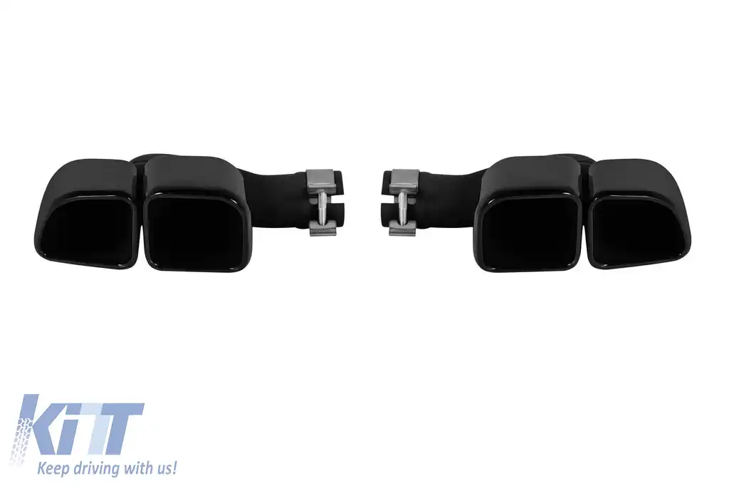 image-71-Set de ieșiri de evacuare ovale, negre, lucioase, tip Turbo, potrivite pentru Porsche Cayenne 9Y0 2018-2023