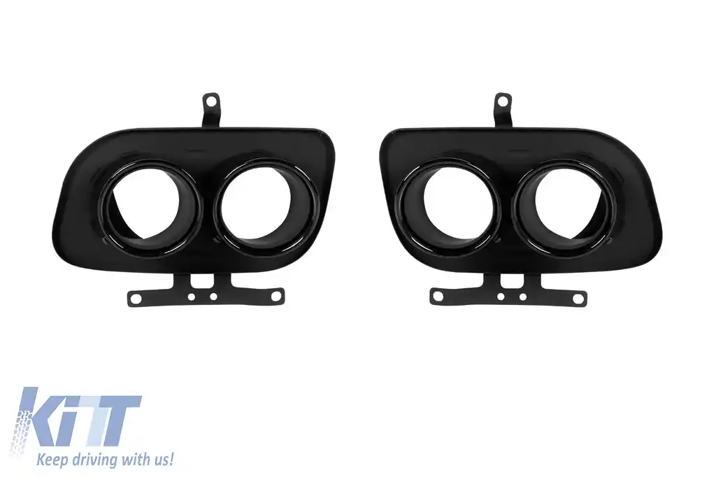 Set de ieșiri de evacuare rotunde negre lucioase, potrivit pentru Porsche 911 992 2019+