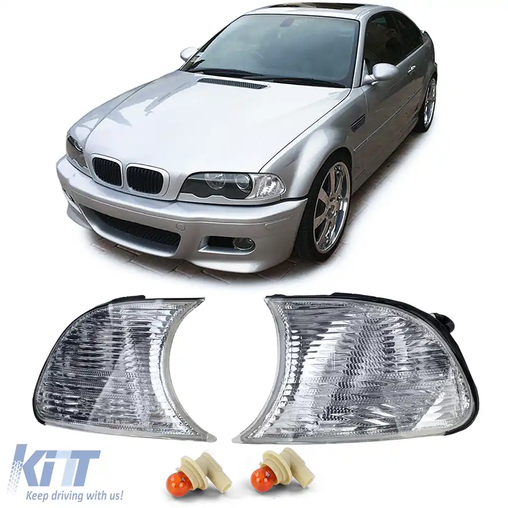 Set de indicatoare din sticlă clară albă potrivit pentru BMW Seria 3 E46 Coupe Cabriolet 1999-2001