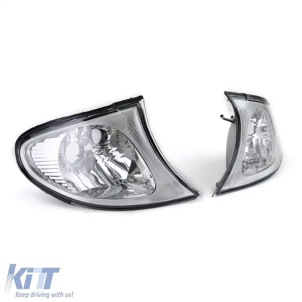 Set de indicatoare din sticlă clară cu crom, potrivit pentru BMW Seria 3 E46 Sedan Touring 01-05-image-6195250