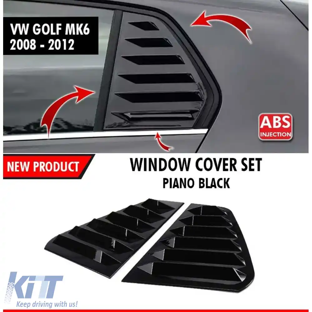 image-9-Set de jaluzele pentru fereastra laterală Golf 6 Negru Pian ABS / 2008-2012 / GTI