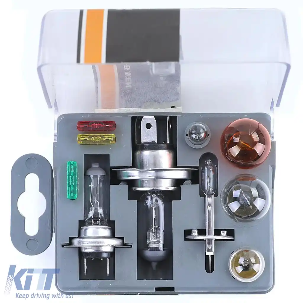 Set de lămpi de rezervă H1 H4 H7 10 piese, cutie de siguranțe pentru vehicul auto 12V-image-6197788