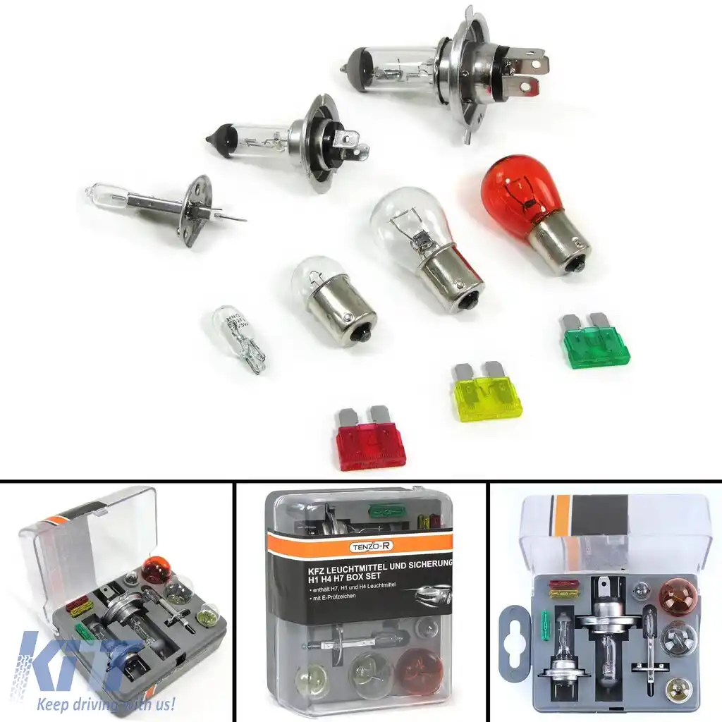 Set de lămpi de rezervă H1 H4 H7 10 piese, cutie de siguranțe pentru vehicul auto 12V-image-6197789