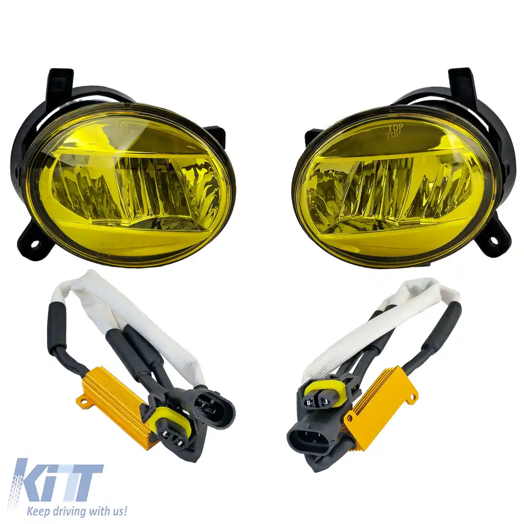 Set de lumini de ceață LED cu sticlă clară galbenă, potrivit pentru Audi A4 8K, A6 4F, Q5, Seat Exeo-image-6210871
