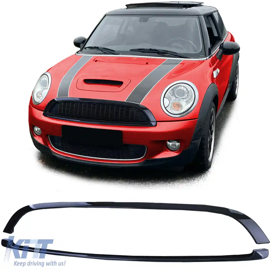 Set de ornament pentru grila radiatorului negru lucios, potrivit pentru Mini One Cooper JCW R56 R57 R58 R59