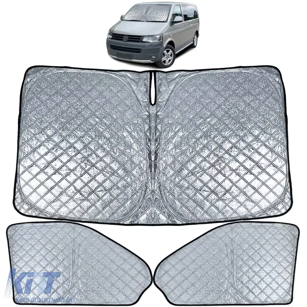 Set de parasolar blackout în 3 piese, potrivit pentru VW Bus Transporter T5 T6 2003-2019