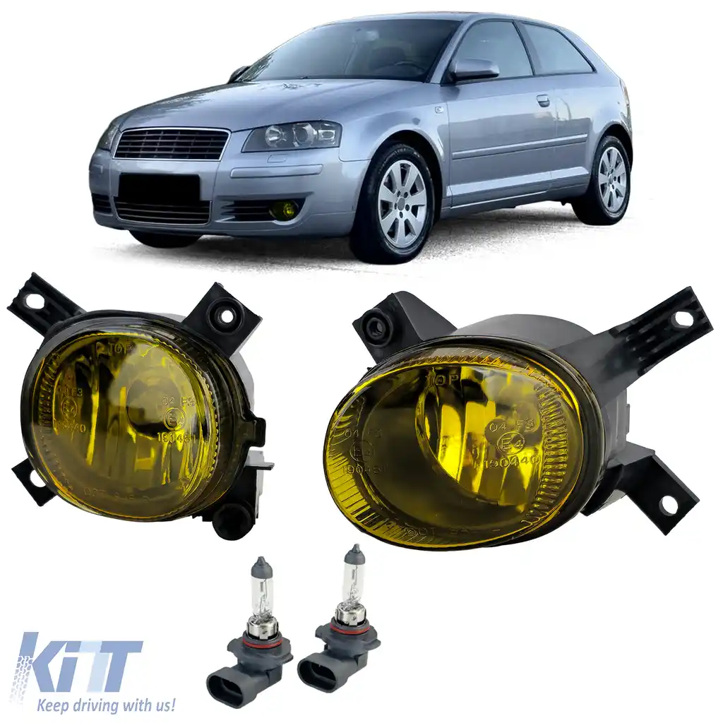 Set de proiectoare cu sticlă clară galbenă, potrivit pentru Audi A3 8P1 8P7 A4 B7 8E B6 8H