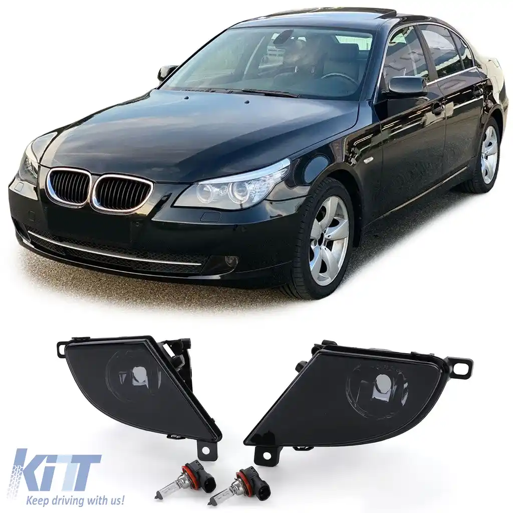 Set de proiectoare de ceață cu sticlă clară și fum negru, potrivit pentru BMW E60 E61 LCI Facelift 07-10