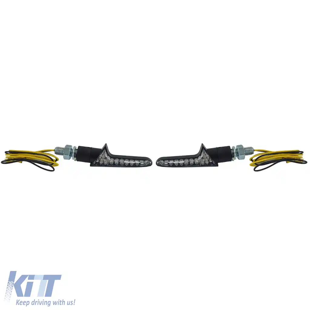 Set de semnalizare LED cu sticlă clară pentru motocicletă UNIVERSAL HOOK cu E-Mark