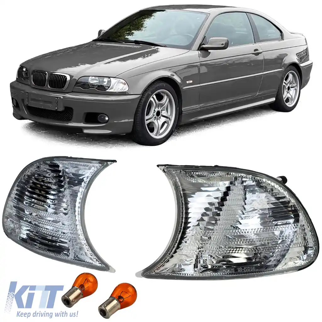 Set de semnalizatoare cristal alb, potrivit pentru BMW Seria 3 E46 Coupe Cabriolet 1999-2001