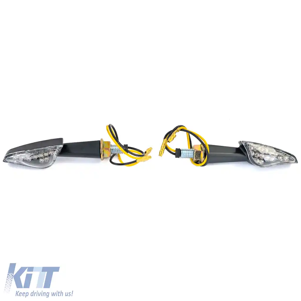 Set de semnalizatoare LED cu sticlă clară pentru motocicletă APEX, universal, cu E-Mark