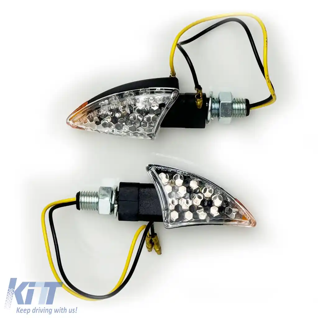 Set de semnalizatoare LED cu sticlă clară pentru motocicletă universal BOW cu E-Mark