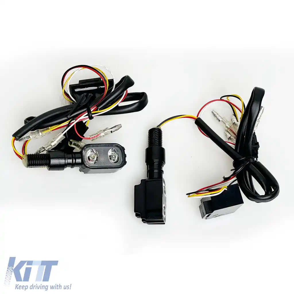 Set de semnalizatoare LED cu sticlă clară pentru motocicletă universal DUAL 1 cu marcaj E