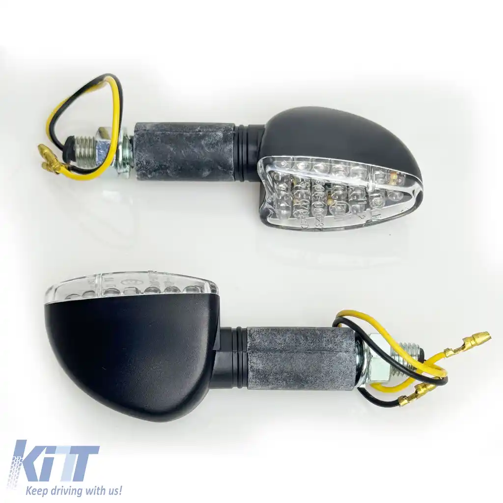 Set de semnalizatoare LED cu sticlă clară pentru motocicletă, universal, cu marcaj E