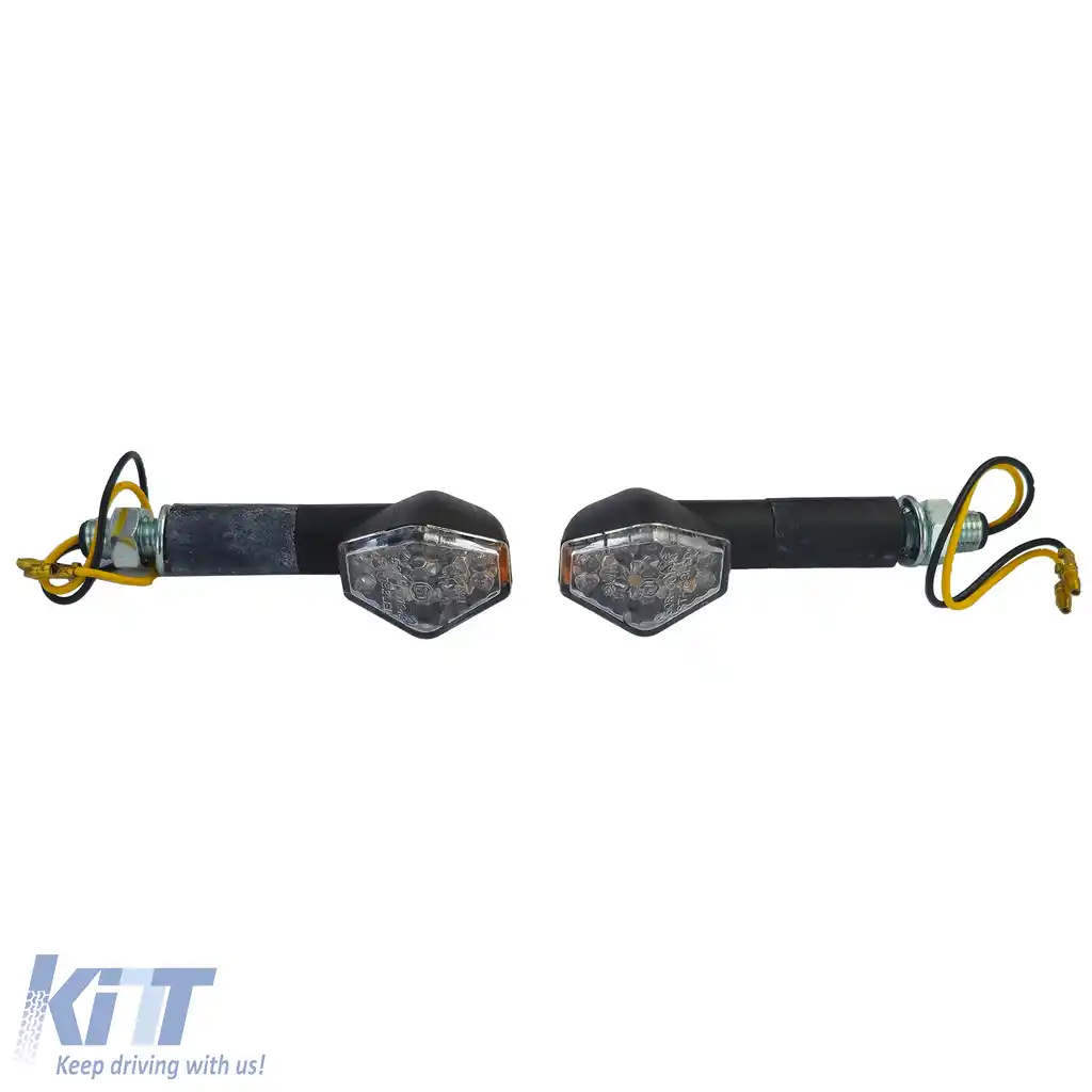 Set de semnalizatoare LED cu sticlă clară pentru motocicletă Universal TYPHOON cu marcaj E