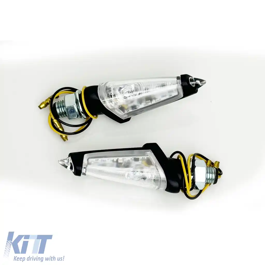 Set de semnalizatoare LED cu sticlă clară pentru motociclete CORTONA, universal, cu E-Mark