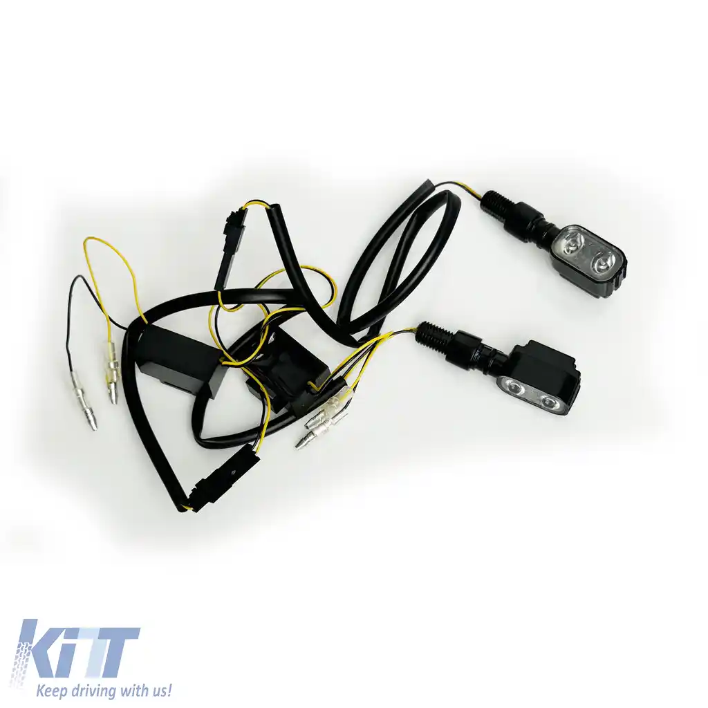 Set de semnalizatoare LED cu sticlă clară pentru motociclete UNIVERSAL SLIMLINE cu E-Mark