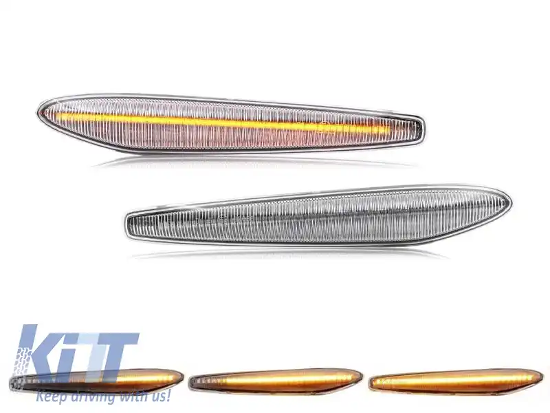 Set de semnalizatoare LED dinamice laterale potrivite pentru Alfa Romeo 159 2005-2011, Brera 2005-2010, Spider 2006-2010 cu bază albă, stânga + dreapta