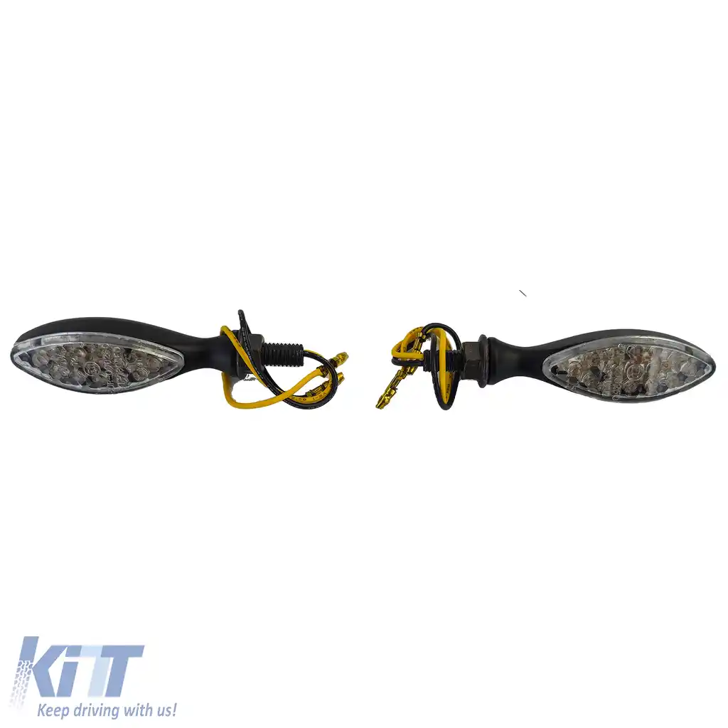 Set de semnalizatoare LED pentru motocicletă, HOLLOW, din sticlă clară universală, cu marcaj E